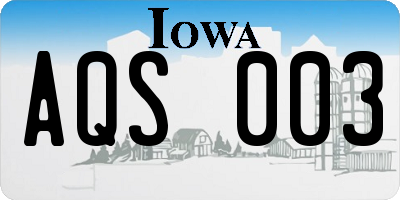 IA license plate AQS003