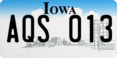 IA license plate AQS013