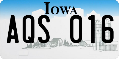 IA license plate AQS016