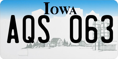 IA license plate AQS063
