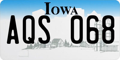 IA license plate AQS068