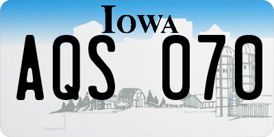IA license plate AQS070