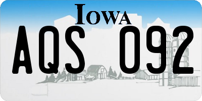IA license plate AQS092