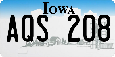 IA license plate AQS208