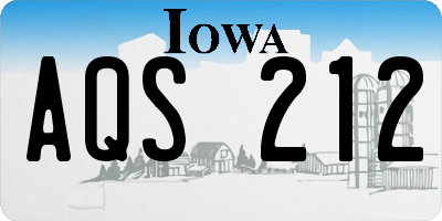 IA license plate AQS212