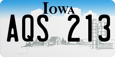 IA license plate AQS213