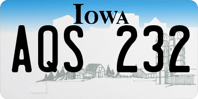 IA license plate AQS232
