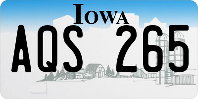 IA license plate AQS265