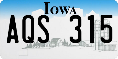 IA license plate AQS315