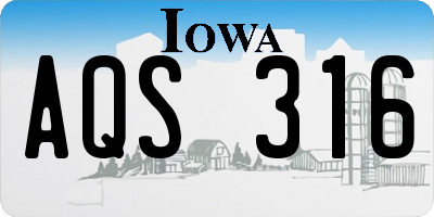 IA license plate AQS316