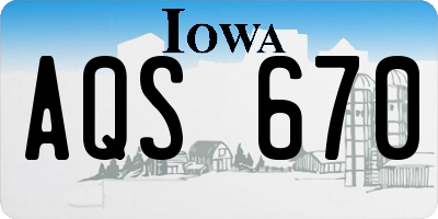 IA license plate AQS670