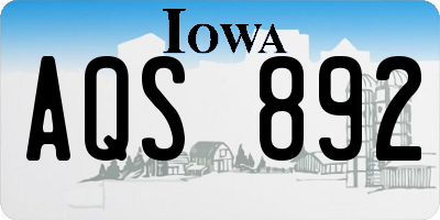 IA license plate AQS892