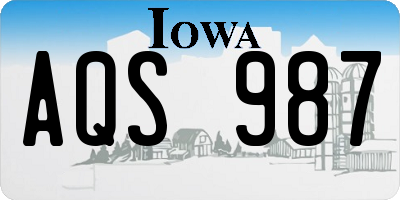 IA license plate AQS987