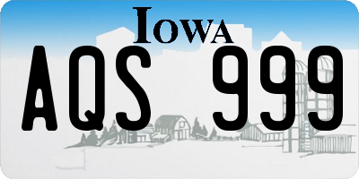 IA license plate AQS999