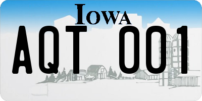 IA license plate AQT001