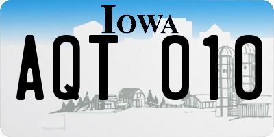 IA license plate AQT010