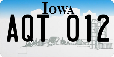 IA license plate AQT012