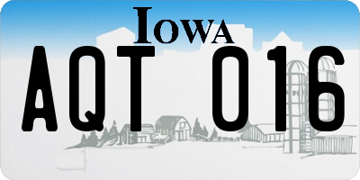 IA license plate AQT016