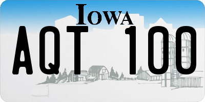 IA license plate AQT100