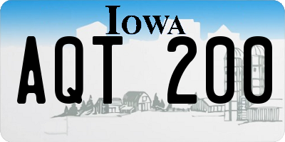IA license plate AQT200