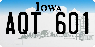 IA license plate AQT601