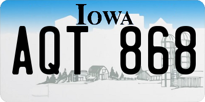 IA license plate AQT868