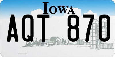 IA license plate AQT870