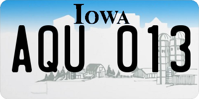 IA license plate AQU013