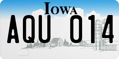 IA license plate AQU014