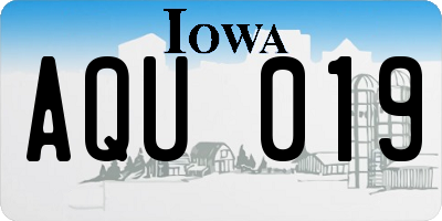 IA license plate AQU019
