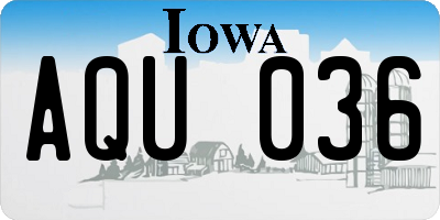IA license plate AQU036