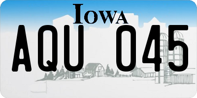 IA license plate AQU045