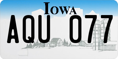 IA license plate AQU077