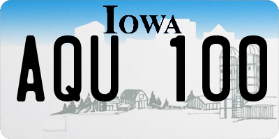 IA license plate AQU100