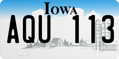 IA license plate AQU113