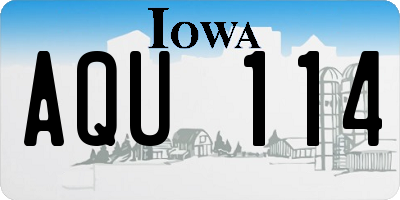 IA license plate AQU114