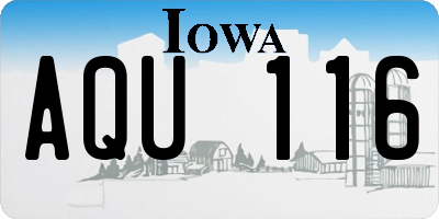IA license plate AQU116