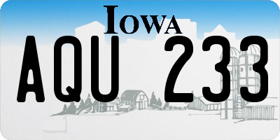 IA license plate AQU233