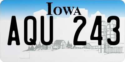 IA license plate AQU243