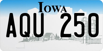 IA license plate AQU250