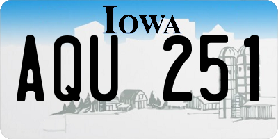 IA license plate AQU251