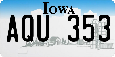 IA license plate AQU353