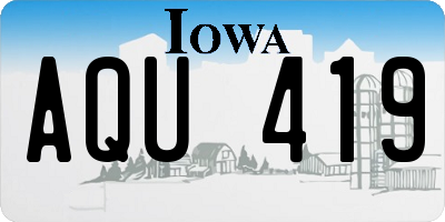 IA license plate AQU419