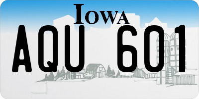 IA license plate AQU601