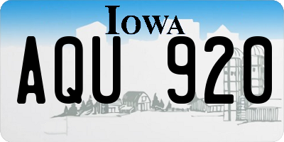 IA license plate AQU920