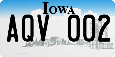 IA license plate AQV002