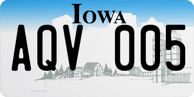 IA license plate AQV005