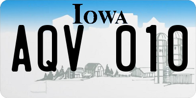 IA license plate AQV010