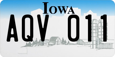 IA license plate AQV011