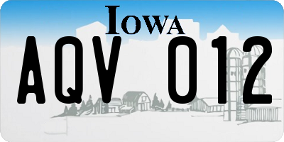 IA license plate AQV012